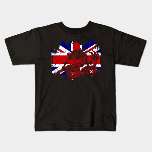 Union Jack Dragon Kids T-Shirt by Mila46